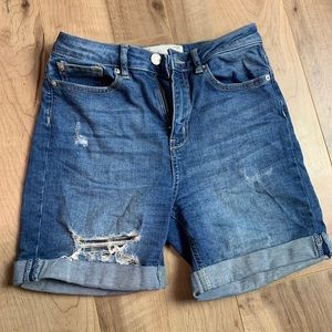 High rise denim shorts